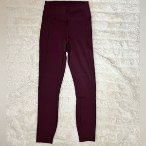 Lululemon Performance Leggings 25” (7/8) Wine Size 4